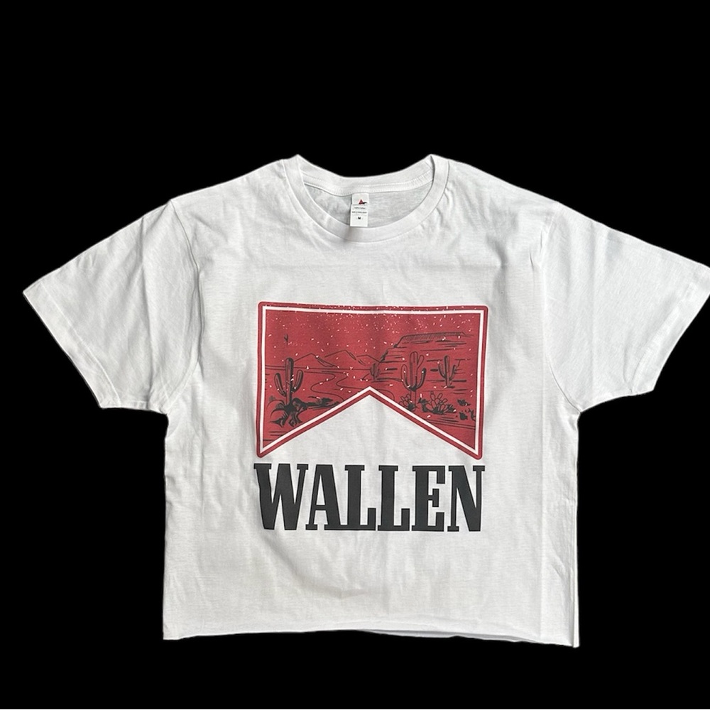 White T-Shirt with Red Graphic Cowboy singer